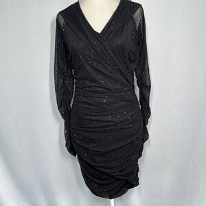 D&M Elegant Black Ruched Dress NWT
